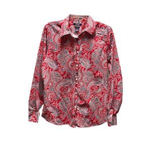 Chaps red paisley button up top size L relaxed fit